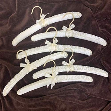 Luxurious DBJ Ivory Beige Satin Padded Hangers - Perfect for Bridal & Delicate Clothing - 12 Pack