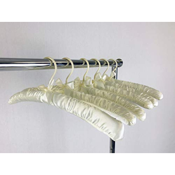 DBJ Ivory Beige Satin Padded Hangers - 12 Pack for Dresses