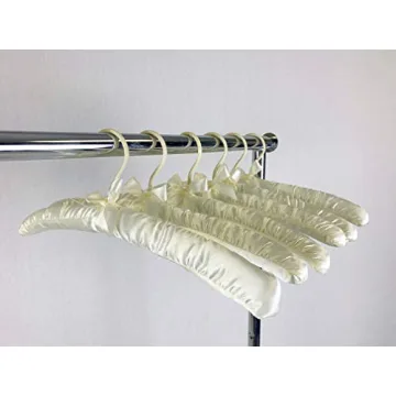 DBJ Ivory Beige Satin Padded Hangers - 12 Pack for Dresses