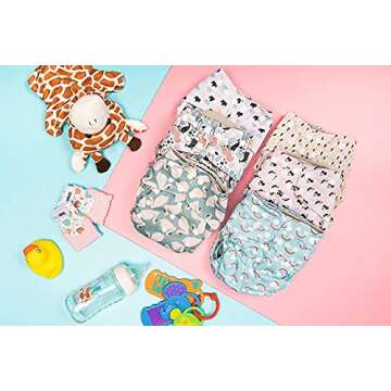 Simple Being Reusable Cloth Diapers- One Size Adjustable, Washable Soft Absorbent, Waterproof Cover, Eco-Friendly Unisex Baby Girl Boy, six 4-Layers Microfiber Inserts (Whimsical)