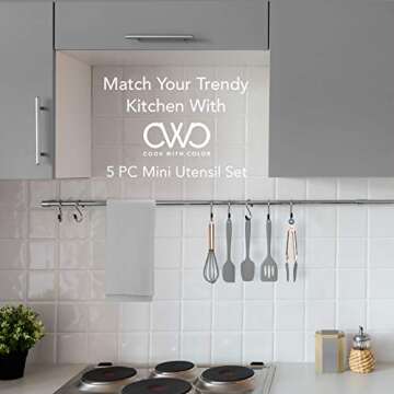 COOK WITH COLOR Silicone Cooking Utensils, Kitchen Utensil Set, Easy to Clean Silicone Kitchen Utens...