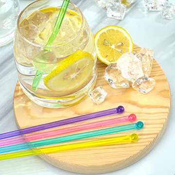 hapray 100-PCS 5 Color Plastic Swizzle Sticks - Cocktail & Cake Pops