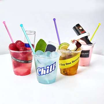 hapray 100-PCS Colorful Plastic Swizzle Sticks for Drinks