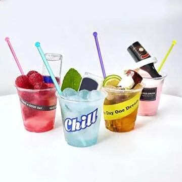 hapray 100-PCS Colorful Plastic Swizzle Sticks for Drinks