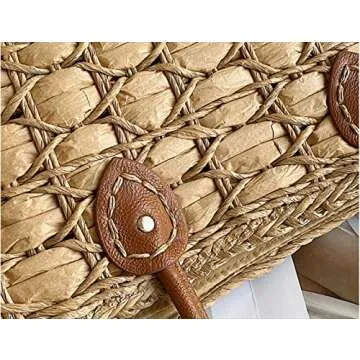 UniCloud Straw Tote Rattan Woven Summer Shoulder Bag (Light)