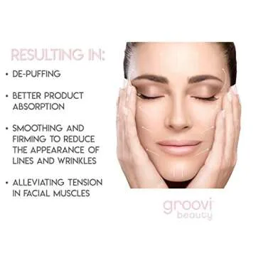 GROOVI BEAUTY Face Roller Massaging Stones Uplift Skin, Promote Lymphatic draining, Reduces fine Lines & Wrinkles, de-Puffs The Skin & Reduces Facial Muscle Tension | No Batteries