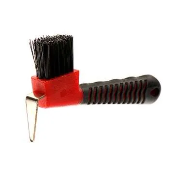 BOTH WINNERS Horse Hoof Pick Brush with Soft Touch Handle (Red)