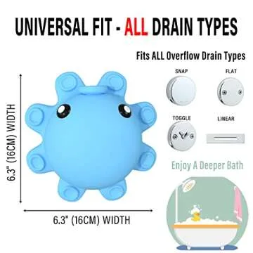 Silicone Bathtub Overflow Drain Cover for Deeper Bathing
