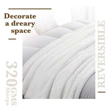 LBRO2M Double Sided Sherpa Blanket,King Size Super Soft Fuzzy Plush Warm Cozy Fluffy Throw Reversible Luxurious Blankets (White)
