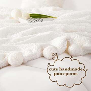 LBRO2M Double Sided Sherpa Blanket,King Size Super Soft Fuzzy Plush Warm Cozy Fluffy Throw Reversible Luxurious Blankets (White)