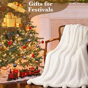 LBRO2M Double Sided Sherpa Blanket,King Size Super Soft Fuzzy Plush Warm Cozy Fluffy Throw Reversible Luxurious Blankets (White)