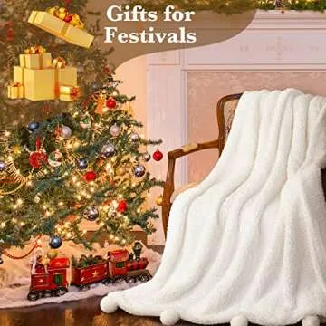 LBRO2M Double Sided Sherpa Blanket,King Size Super Soft Fuzzy Plush Warm Cozy Fluffy Throw Reversible Luxurious Blankets (White)