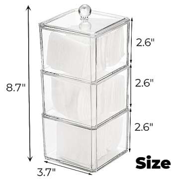 Hiceeden 9 Pieces Square Hair Accessories Organizer with Lid, Stackable Acrylic Bathroom Containers ...