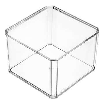 Hiceeden 9 Pieces Square Hair Accessories Organizer with Lid, Stackable Acrylic Bathroom Containers Cotton Ball Pad Qtip Holder, Clear Hair Tie Organizer Storage for Girls Bow Headband Jewelry