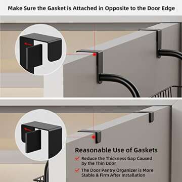 Egepon Over the Door Pantry Organizer Rack with 6 Full Baskets, 6-Tier Heavy-Duty Metal Hanging Storage Closet Organizer Kitchen Spice Rack