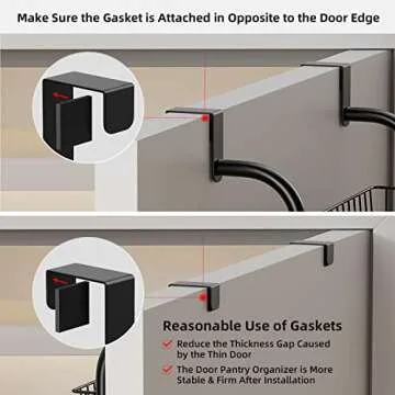 Egepon Over the Door Pantry Organizer Rack with 6 Full Baskets, 6-Tier Heavy-Duty Metal Hanging Storage Closet Organizer Kitchen Spice Rack