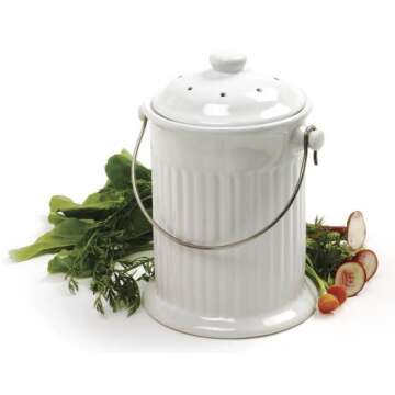 Norpro, White , 1 Gallon Ceramic Compost Keeper, One Size