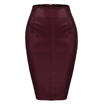 Zeagoo Women Classic High Waisted Faux Leather Bodycon Slim Mini Pencil Skirt
