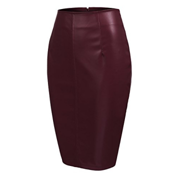 Zeagoo Women Classic High Waisted Faux Leather Bodycon Slim Mini Pencil Skirt