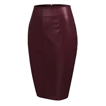 Zeagoo Women Classic High Waisted Faux Leather Bodycon Slim Mini Pencil Skirt