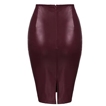 Zeagoo Women Classic High Waisted Faux Leather Bodycon Slim Mini Pencil Skirt