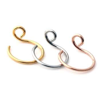 Ruifan 3PCS 316L Surgical Steel Tribal Fake Faux Clip On Earrings Nose Hoop Ring Body Jewelry Pierci...