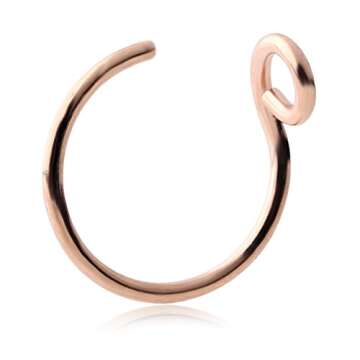 Ruifan 3PCS 316L Surgical Steel Tribal Fake Faux Clip On Earrings Nose Hoop Ring Body Jewelry Piercing Unisex 20 Gauge 5/16"(8mm) - Mix Color