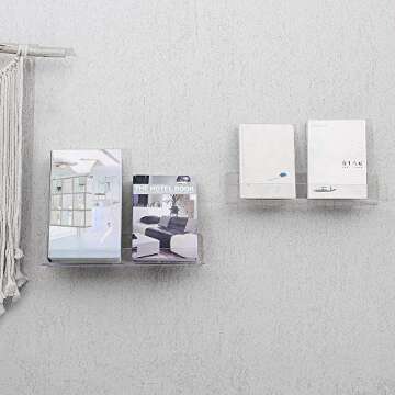 CY craft 15 inch Acrylic Invisible Floating Bookshelf for Kids Room, Modern Picture Ledge Display To...