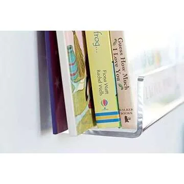 CY craft 15 inch Acrylic Invisible Floating Bookshelf for Kids Room, Modern Picture Ledge Display Toy Storage Wall Shelf 5MM Thick U Shelves Storage Rack,Set of 6