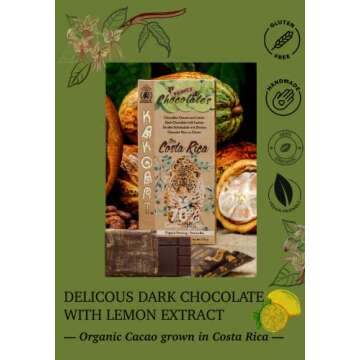 Kakoart Bruno's Chocolate | Chocolate Bars with flavors, 1.75oz/50g, 7 pack | Organic Single Origin Trinitarian Cacao from Costa Rica, certified by the USDA, Gluten free, Vegan (70% Lemon)