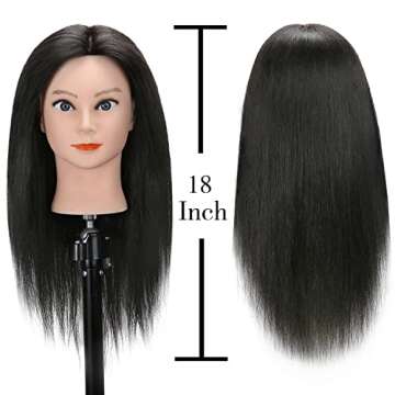 SOPHIRE 100% Real Hair Mannequin Head with Stand, Hairdressers' Practice Training Head and Cosmotolo...