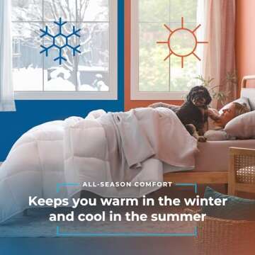 LINENSPA White Down Alternative Comforter and Duvet Insert - All-Season Comforter - Box Stitched Com...