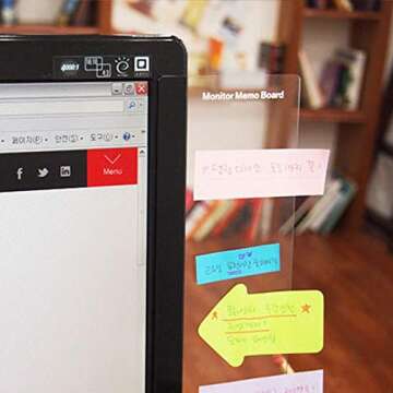 erduoduo 2pcs Monitor Memo Board,Monitor Sticky Note Holder,Universal Transparent Sticky Notes,Excelity Memo Board,Memo Board Message for Monitors(Left & Right)