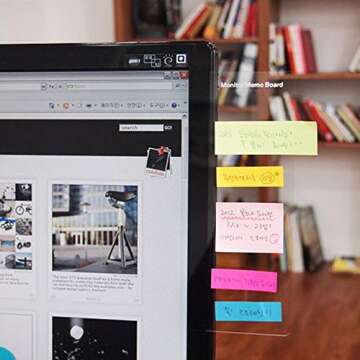 erduoduo 2pcs Monitor Memo Board,Monitor Sticky Note Holder,Universal Transparent Sticky Notes,Excelity Memo Board,Memo Board Message for Monitors(Left & Right)