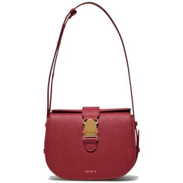 Senreve Cadence Crossbody, 100% Genuine Italian Leather Women's Handbag, Crossbody, Shoulder Bag, Pebbled Merlot Deep Red
