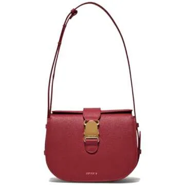 Senreve Cadence Crossbody, 100% Genuine Italian Leather Women's Handbag, Crossbody, Shoulder Bag, Pebbled Merlot Deep Red