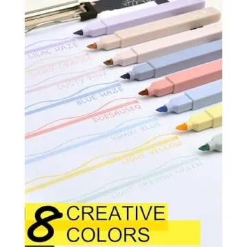 Myasrelae Vibrant Highlighters Set No Bleed Quick Dry Aesthetic Highlighters with Soft Chisel Tip for Bible Study Journaling Planner Notes School Office Supplies (12) (8 Assorted Colors)