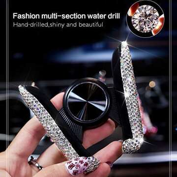 WubbaLubba Bling Car Phone Holder Mini Car Dash Air Vent Automatic Phone Mount Universal 360°Adjustable Crystal Auto Car Stand Phone Holder Car Accessories for Women and Girls (White)