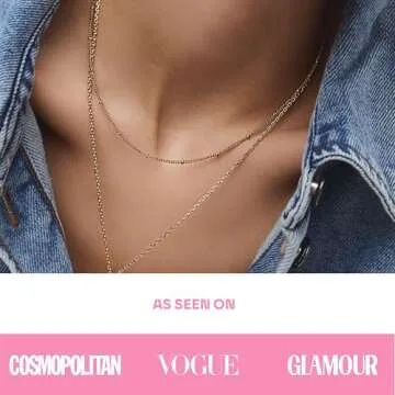 Hey Harper Gold Necklace For Women Trendy Necklace - 14K Golden PVD Coating Waterproof & Sweatproof Non Tarnish Jewelry - Gift for Women - Chain Necklaces (1mm 15.94' GB Beaded Cable Chain)