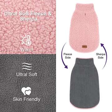 cyeollo Reversible Sherpa Dog Coat for Winter Comfort