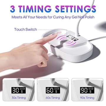 AORAEM UV Nail Lamp 3 Timer Settings 12W Rechargeable Gooseneck Nail Lamp with Digital Display Quicky Dry Led Nail Lamp for Professional Nail Salon Use Home DIY(Storage Groove Design)