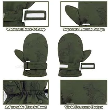 Sarfel Toddler Gloves Ages 2-4 Toddler Waterproof Mittens for Toddler Boys Toddler Mittens Waterproof Toddler Winter Gloves 4T