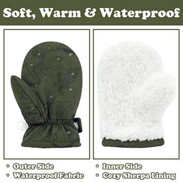 Sarfel Toddler Gloves Ages 2-4 Toddler Waterproof Mittens for Toddler Boys Toddler Mittens Waterproof Toddler Winter Gloves 4T