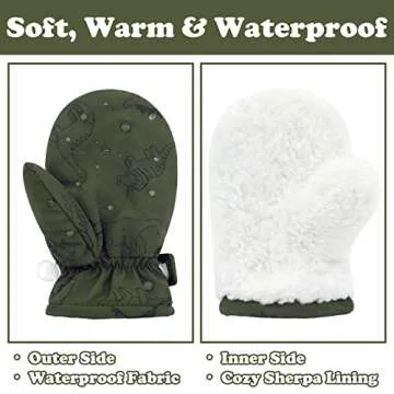 Sarfel Toddler Gloves Ages 2-4 Toddler Waterproof Mittens for Toddler Boys Toddler Mittens Waterproof Toddler Winter Gloves 4T