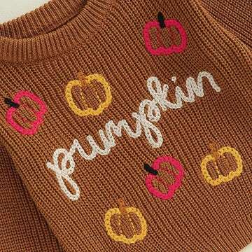 Karwuiio Toddler Baby Girl Boy Knit Sweater Round Neck Long Sleeve Pullover Sweatshirt Fall Winter Clothes (Pumpkin Brown, 6-9 Months)
