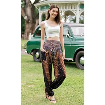 Banjamath® Women's Smocked Waist Harem Pants - Bohemian Chic