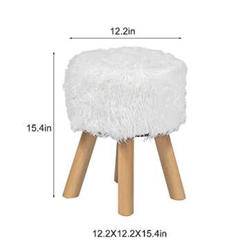 Furnistar Small Fluffy Ottoman - Stylish Faux Fur Footrest