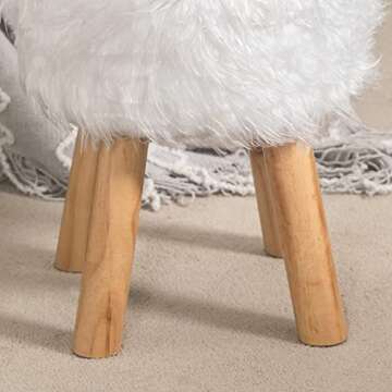 Furnistar Small Fluffy Ottoman - Stylish Faux Fur Footrest