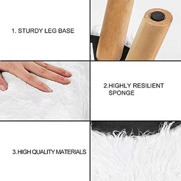 Furnistar Small Fluffy Ottoman - Stylish Faux Fur Footrest