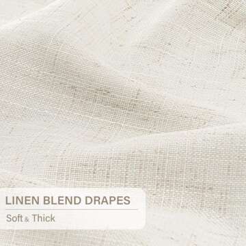 CAPALOCA Pinch Pleated Blackout Curtains 84 Inch Long, Linen Blend, 100% Blackout Drapes with 20 Hooks, Ideal for Bedroom and Living Room, 40" W x 84" L (Pack of 2), Natural